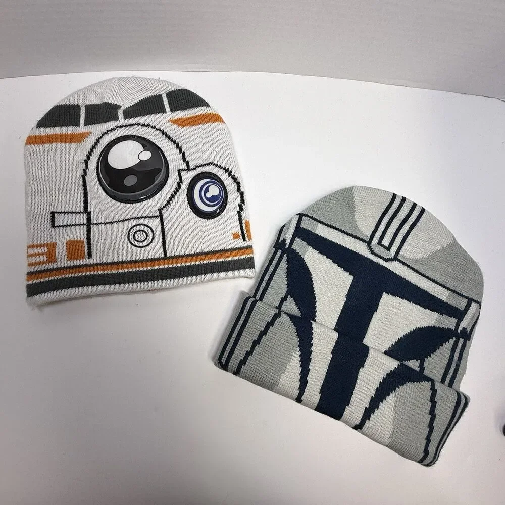 Star Wars Youth Size BB8 And The Mandalorian Knit Beanie Hat Bundle Of 2